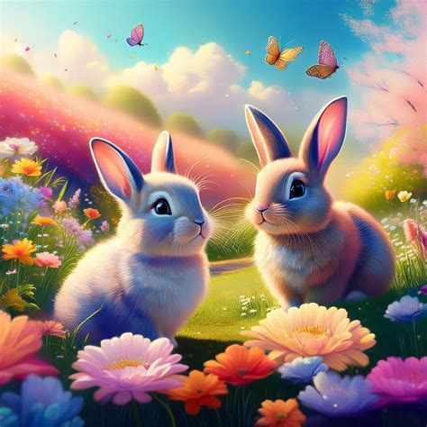 intense color art  bunny rabbits  stock photo public domain
