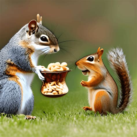 Cartoon Squirrel And Chipmunk Eating Peanut · Creative Fabrica