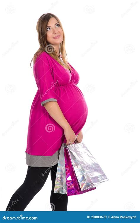 Pregnant Woman With Shopping Bags Stock Image Image Of Holding Colorful 23883679