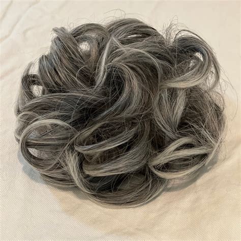 Silver Hair Pieces Salt And Pepper Curly Hair Scrunchies Mixed Grey