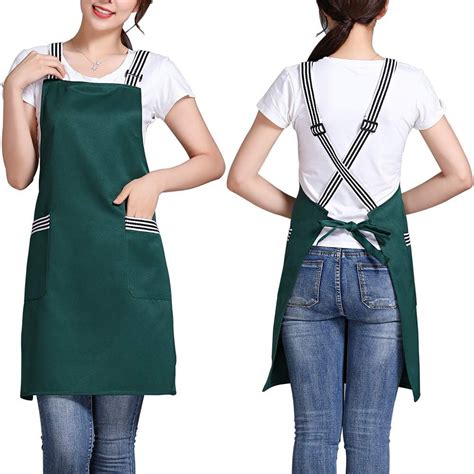 Amytalk Cross Back Aprons For Women Men With 2 Large Pockets Adjustable