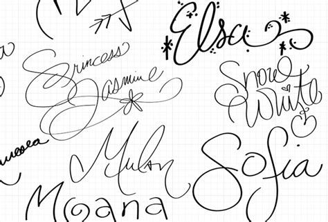 Disney Princess Signatures Bundle SVG PNG JPG Instant Download - Etsy