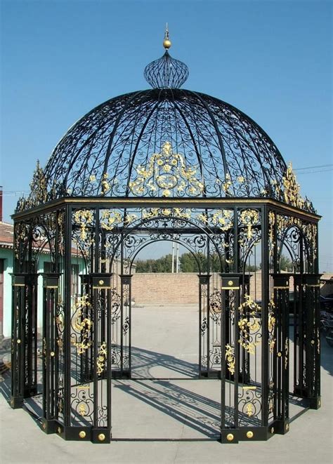 Hexagon Shaped Iron Victorian Gazebo Domed Top Includes Tempered