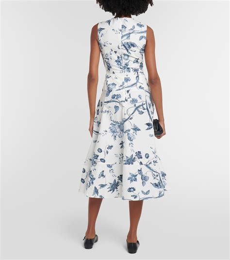 Floral Cotton Poplin Midi Dress In White Erdem Mytheresa