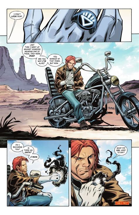 An Image Of A Comic Page With A Man On A Motorcycle