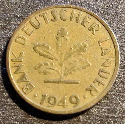 Münze BRD 1949 10 Pfennig Bank deutscher Länder Prägest J