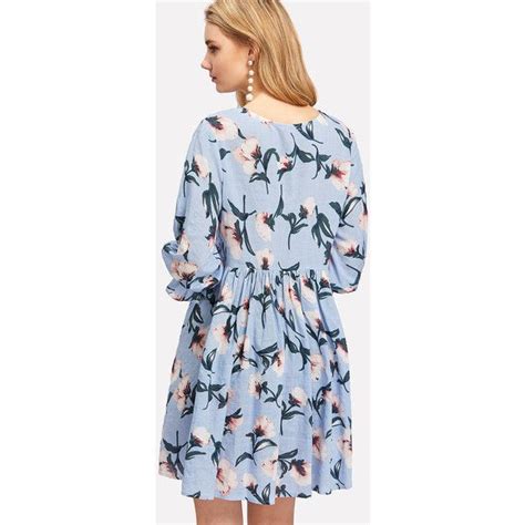 SheIn Ruffle Cuff Floral Smock Dress Trendy Fashion