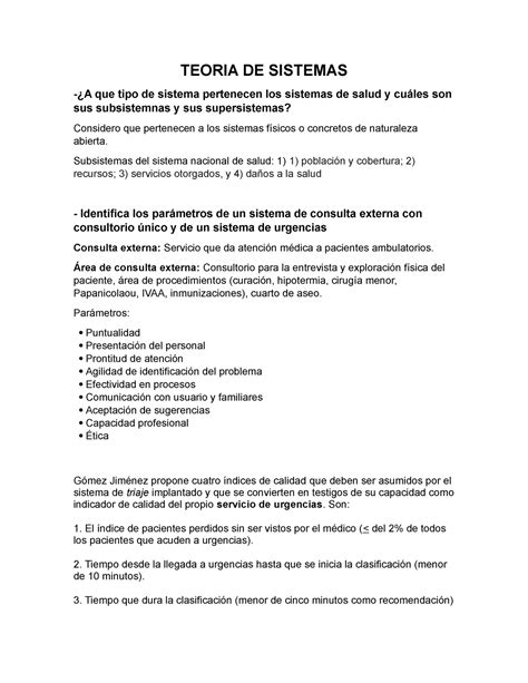 Teoria De Sistemas Teoria De Sistemas ¿a Que Tipo De Sistema Pertenecen Los Sistemas De Salud