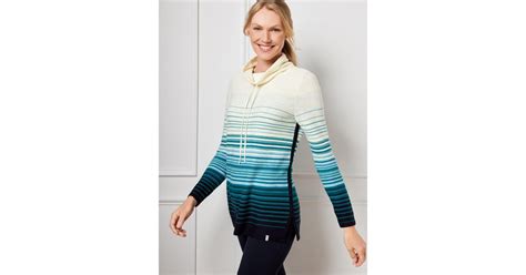 Talbots Cowl Neck Sweater In Blue Lyst