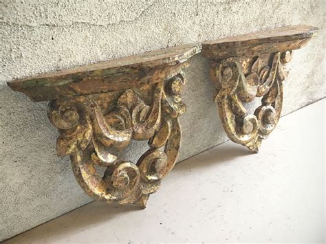 Pair Of Vintage Carved Wood Shelf Brackets Floating Shelves