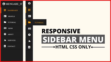 Responsive Side Menu Bar Html Css Html Css Only Youtube