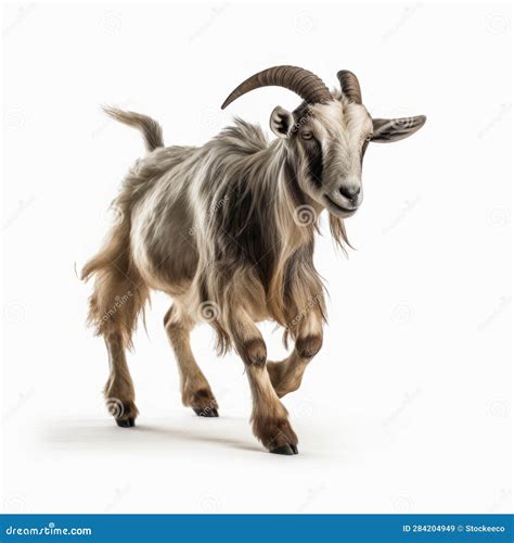 Professional 8k Uhd Photo of a Goat in Motion on White Background Stock ...