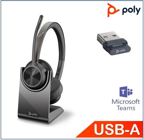 Plantronicspoly Voyager 4320 Uc Headset With Charge Stand Usb Ateams Certified Dual Ear