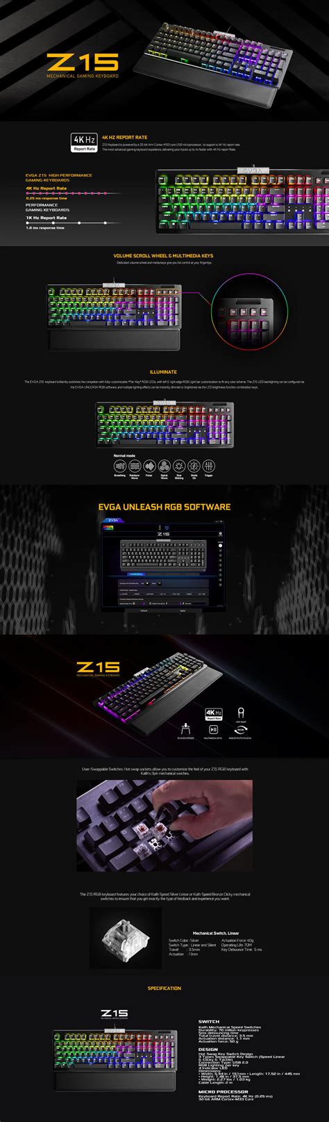 EVGA - Products - EVGA Z15 RGB Mechanical Gaming Keyboard (Linear ...