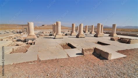 Ruins of Pasargadae - the capital of the Achaemenid Empire under Cyrus the Great Stock Photo ...