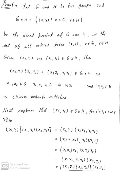 Let G And H Be Groups Define The Direct Product G X H { X Y Wizedu