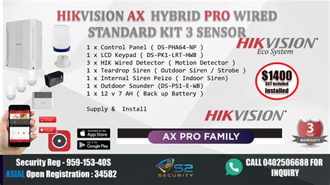 HIKVISION AX HYBRID PRO WIRED STANDARD KIT 3 SENSOR S2 Security