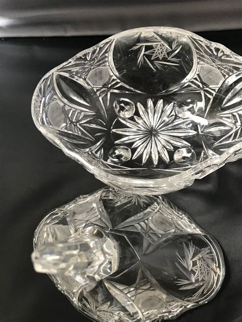 Vintage Cut Crystal Footed Covered Candy Bowl Dish Spire Etsy