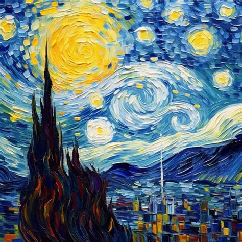 Estilo de pintura de la noche estrellada de van gogh | Foto Premium in 2024 | Van gogh art, Art ...