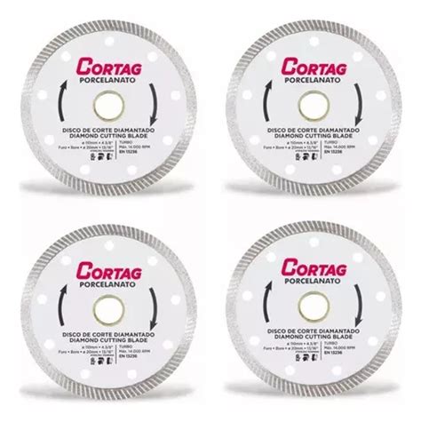 Kit 4 Disco Corte Diamantado Fino Porcelanato Turbo 4 3 8 Cor Branco