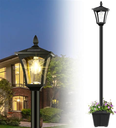 Solar Outdoor Light With Planter Waterproof Solar Post Lamp Ligts