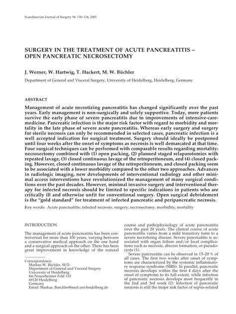 (PDF) Surgery in the Treatment of Acute Pancreatitis — Open Pancreatic ...