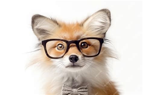 Premium Ai Image A Fox Wearing Glasses With White Background