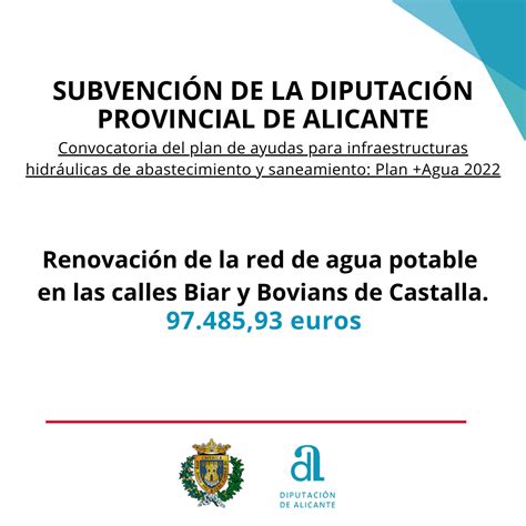 Subvención de la Diputación de Alicante para mejorar infraestructuras