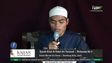 LIVE Ustadz Mariadi Bin Simun Syarah Kitab Al Ushul Ats Tsalatsah