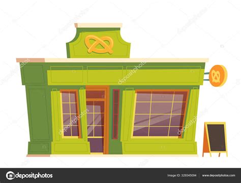 Fast Food Restaurant Or Bakery Building Cartoon Stock Vector Image By