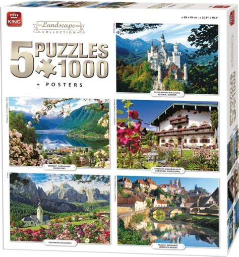 Jigsaw puzzle landscape collection 5 puzzles 1000 pieces - T.W.M. value ...