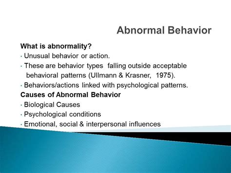 Understanding Abnormal Behavior - 206 Words | Presentation Example