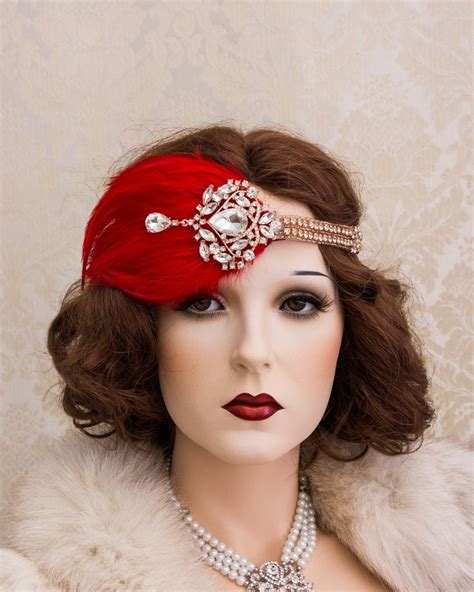 Red Art Deco Headband S Roaring Flapper Headbands Great Etsy