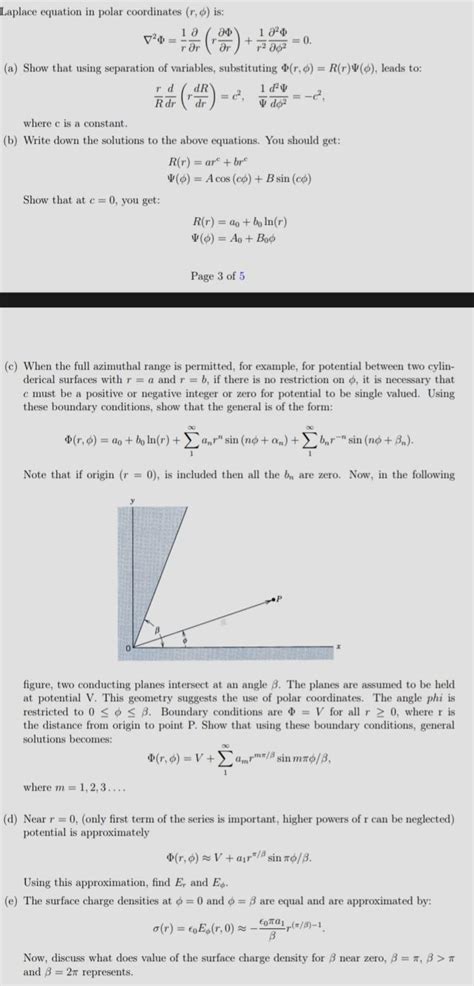 Solved Laplace Equation In Polar Coordinates R Is Chegg