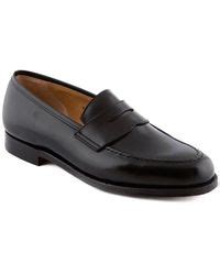 Crockett Jones Henley Black Calf Penny Loafer Leather Sole For Men