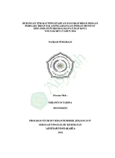 Hubungan Tingkat Pengetahuan Dan Sikap Bidan Dengan Perilaku Bidan