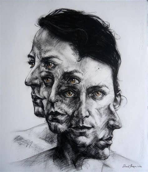 Eulers Gaze, Charcoal and Gold ink on paper, 60cm*54cm Portrait Drawing ...