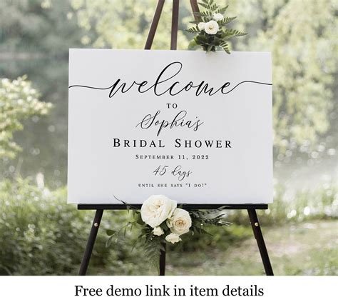 Welcome To Bridal Shower Sign Template Wedding Countdown Etsy