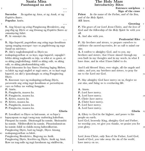 Order Of The Mass Tagalog Pdf Adell Compton