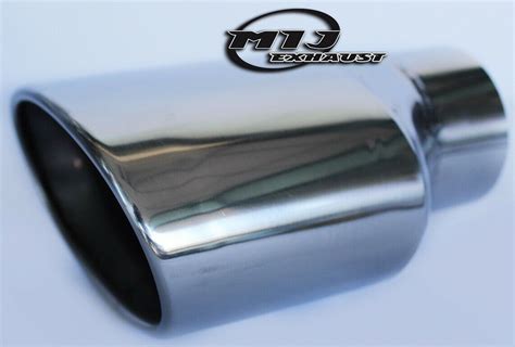 6 By 4 Inch Oval Exhaust Tailpipe Slash Cut Stainless Steel Pipe Trim