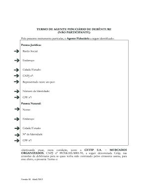 Preenchível Disponível TERMO DE AGENTE FIDUCI RIO SND N O