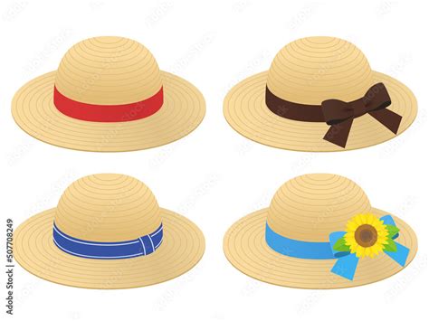 麦わら帽子のセット_ベクターイラスト Stock ベクター | Adobe Stock