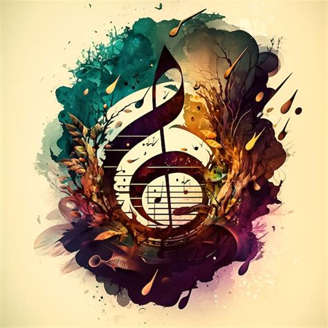 Premium Photo | A colorful drawing of a treble clef with a large treble clef in the center.