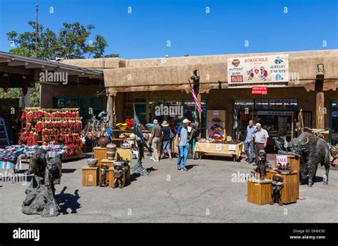 Shops On The Old Santa Fe Trail Santa Fe New Mexico Usa Stock Photo