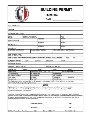 Fillable Online Cityofmountpleasantiowa Building Permit