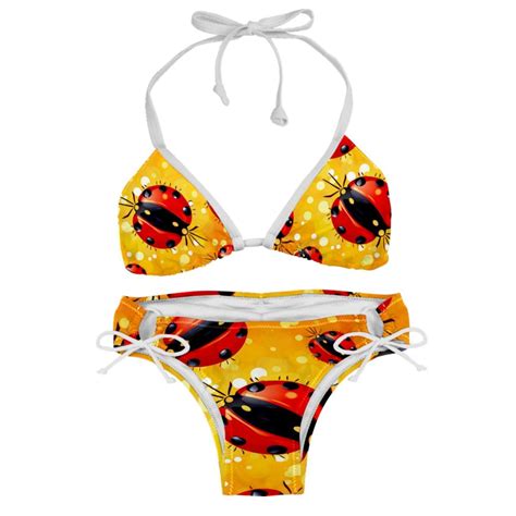 Seven Starred Ladybird Detachable Sponge Adjustable Strap Bikini Set