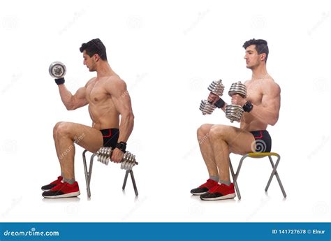 The Muscular Man Isolated On The White Background Stock Photo Image