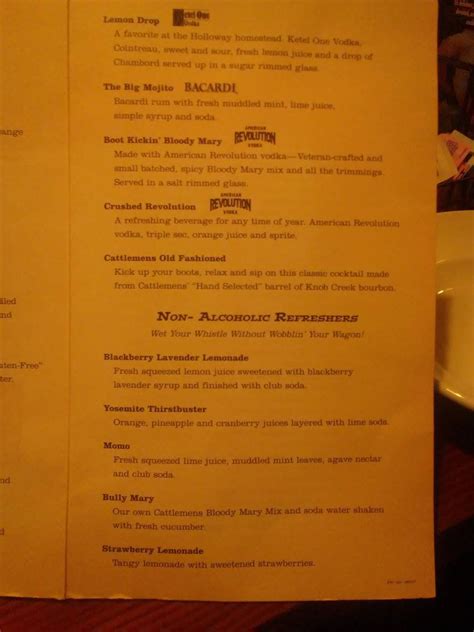 Menu at Cattlemens Restaurant, Roseville