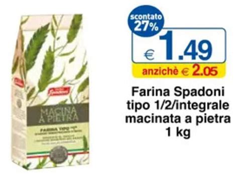 Farina Spadoni tipo 1 2 integrale macinata a pietra 1 kg offerta di Sì