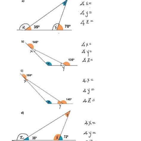 Calcule La Medida De Los Ngulos Faltantes X Y Z En Los